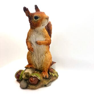 Colourful Red Squirrel sculpture in hand painted resin by Kirsty Armstrong Sculpture