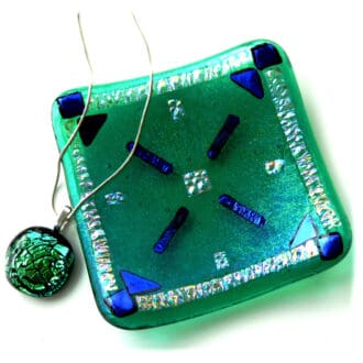 9.5cm emerald fused glass dichroic decoration trinket dish handmade