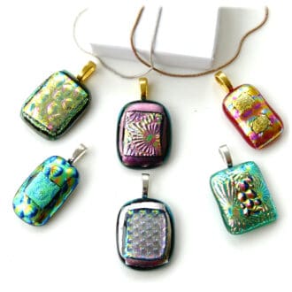 Dichroic fused glass pendants ooak handmade silver or gold chain choice A003