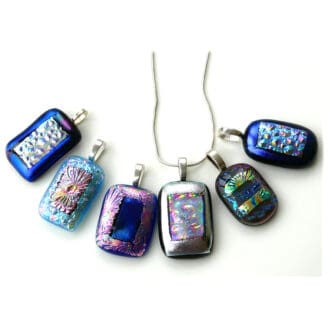 Dichroic Fused glass pendants handmade Set A001 Silver chain 120 243 261 262 263 264