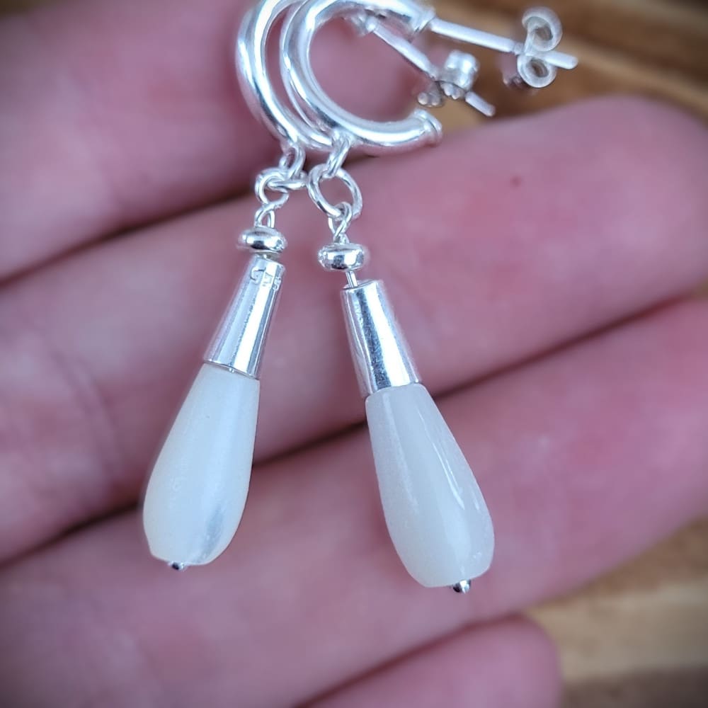 Mother of Pearl and Sterling Silver Teardrop Earrings