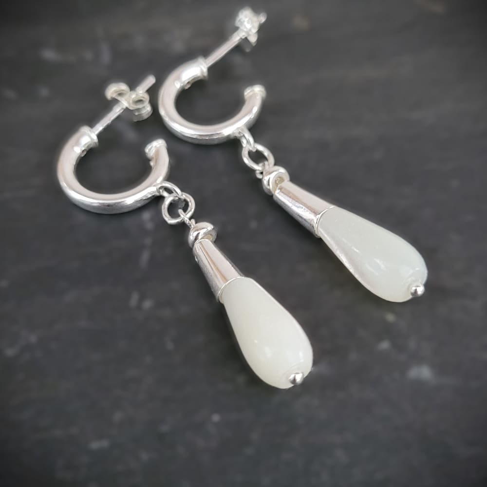 Mother of Pearl and Sterling Silver Teardrop Earrings