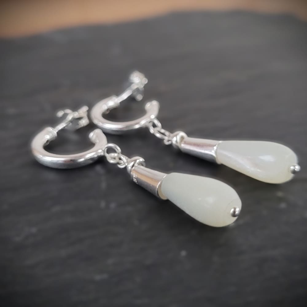 Mother of Pearl and Sterling Silver Teardrop Earrings