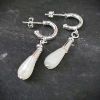 Mother of Pearl and Sterling Silver Teardrop Earrings