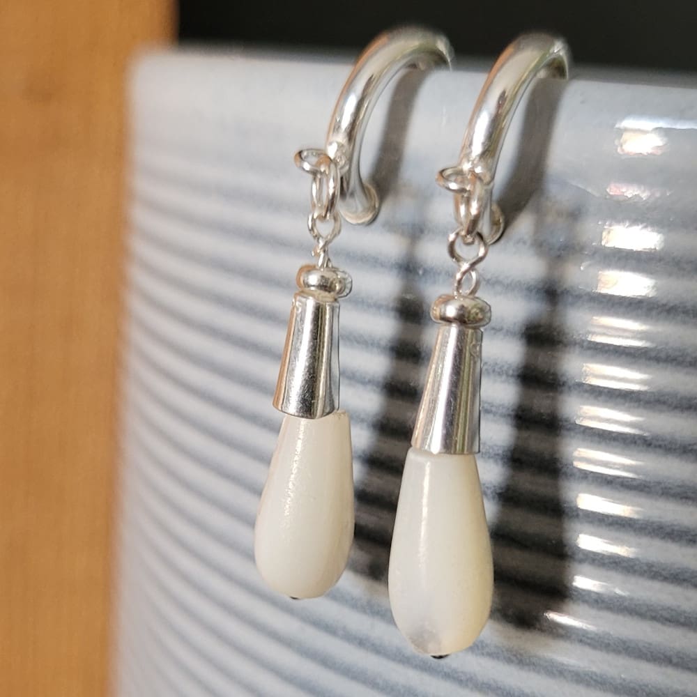 Mother of Pearl and Sterling Silver Teardrop Earrings