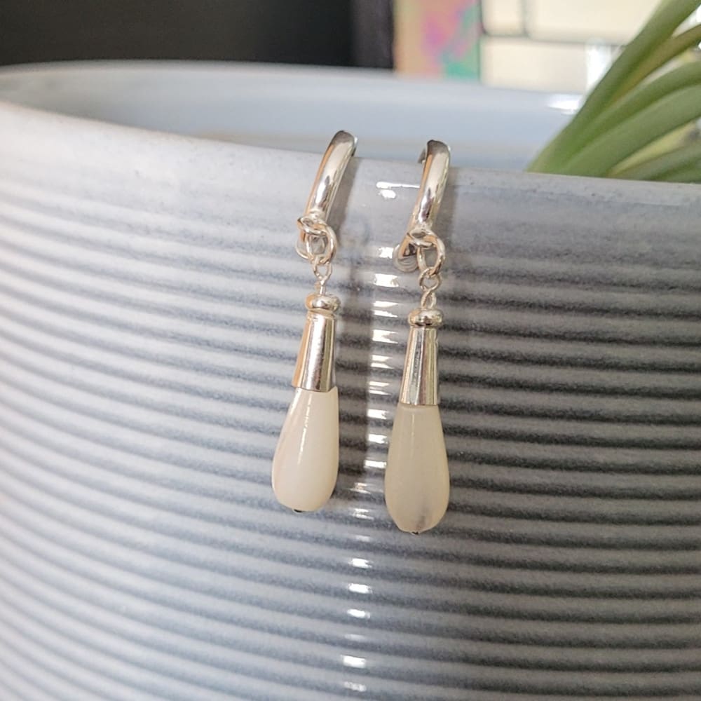 Mother of Pearl and Sterling Silver Teardrop Earrings