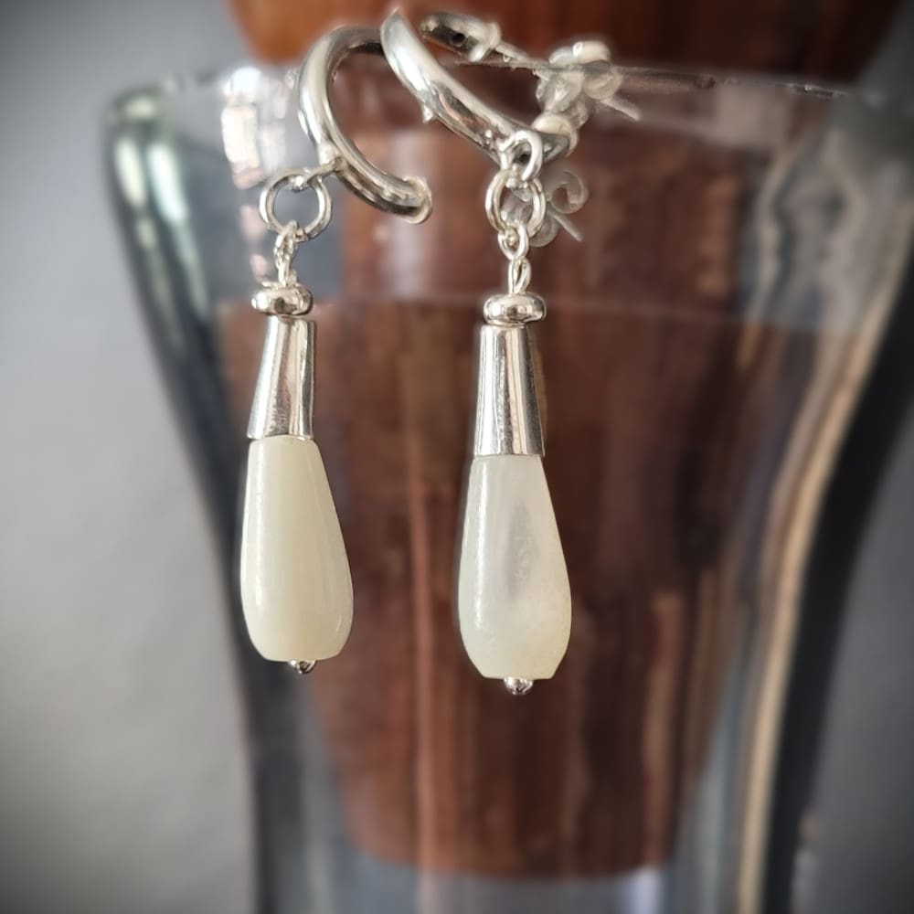 Mother of Pearl and Sterling Silver Teardrop Earrings