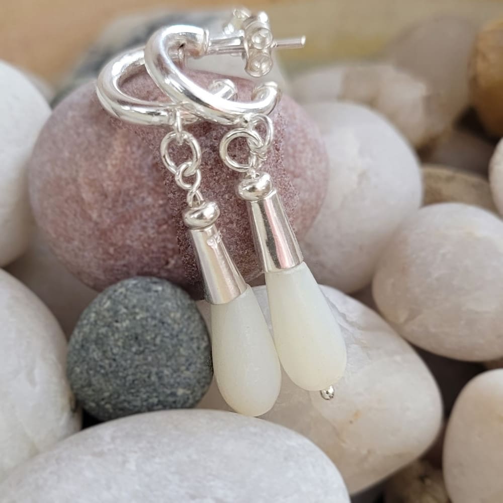 Mother of Pearl and Sterling Silver Teardrop Earrings