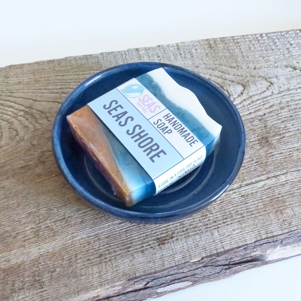 Stoneware Handmade Ceramic Blue Soap Dish