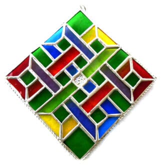 Maze stained glass suncatcher celtic eternam knot rainbow