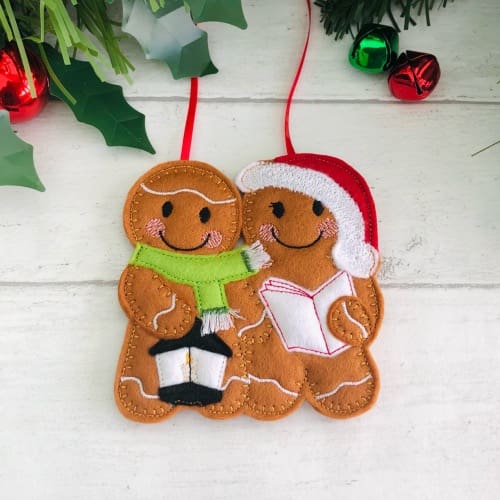 Christmas Gingerbread Carol Singers Hanging Decorations