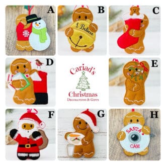 Christmas Gingerbread Handmade Felt Hanging Decorations A