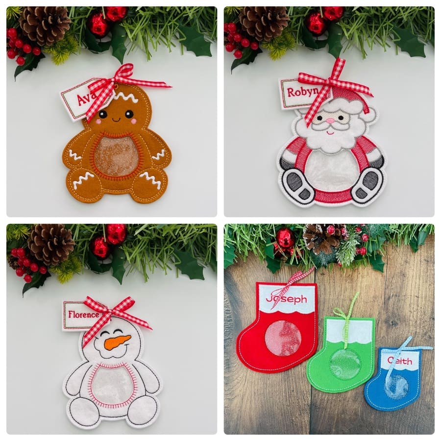 Christmas Gingerbread Santa Snowman Stocking Treat Bags