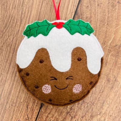 Christmas Pudding Felt Hanging Decoration Personalised Gift Excited