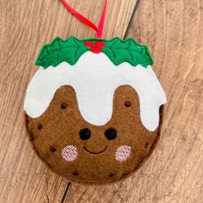 Christmas Pudding Felt Hanging Decoration Personalised Gift Smile