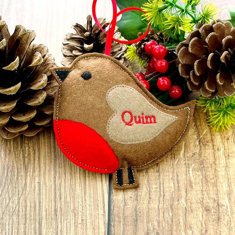 Christmas Robin Lighty Stuffed Hanging Decoration Personalised Gift Quim