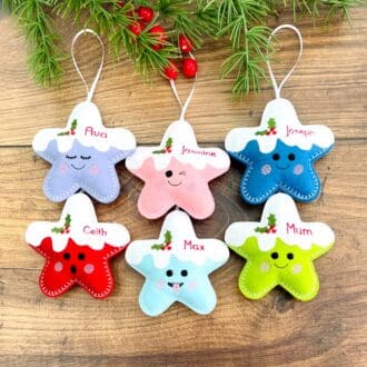 Christmas Star Felt Hanging Decoration Personalised Gift