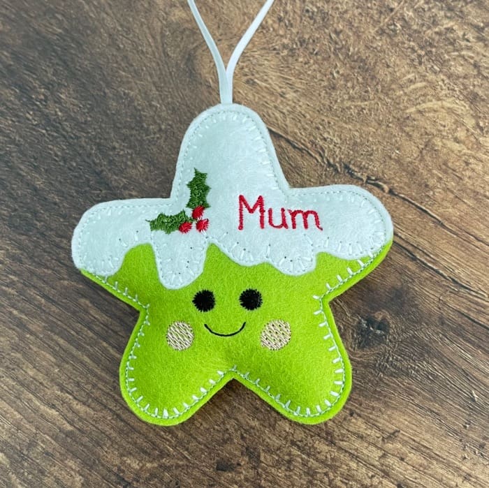 Christmas Star Felt Hanging Decoration Personalised Gift Mum