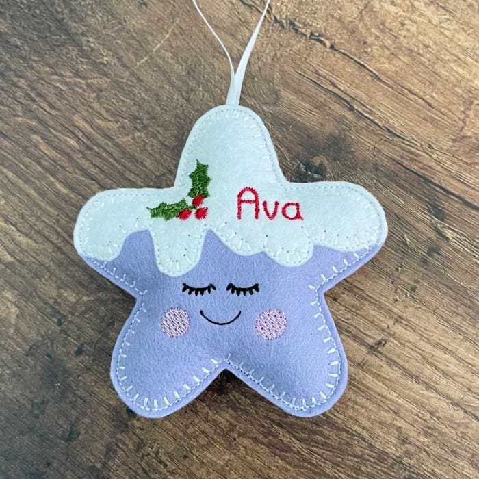 Christmas Star Felt Hanging Decoration Personalised Gift Sleepy