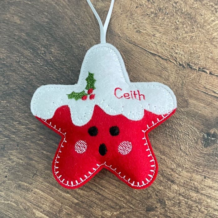 Christmas Star Felt Hanging Decoration Personalised Gift Surprised