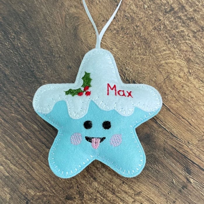 Christmas Star Felt Hanging Decoration Personalised Gift Tongue Out