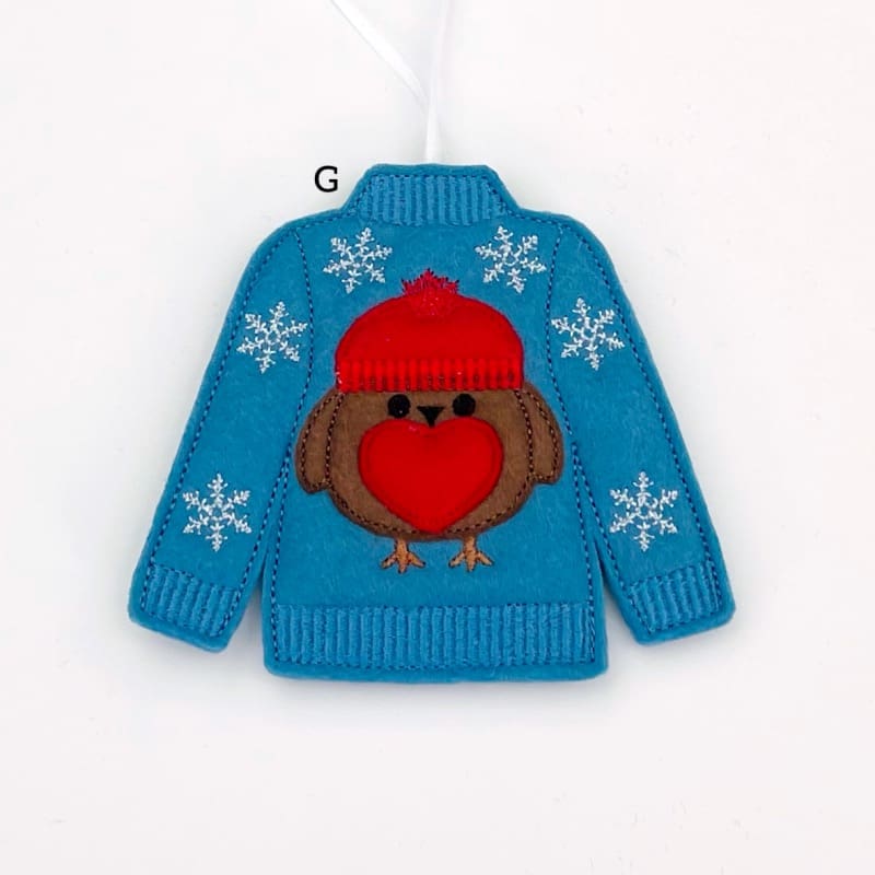 Christmas Ugly Jumper Robin Hanging Decoration G