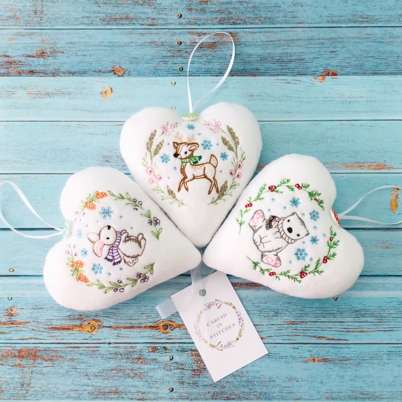 Christmas Winter Wonderland Hanging Heart Decoration Set