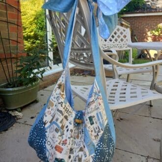 City print blue hobo bag