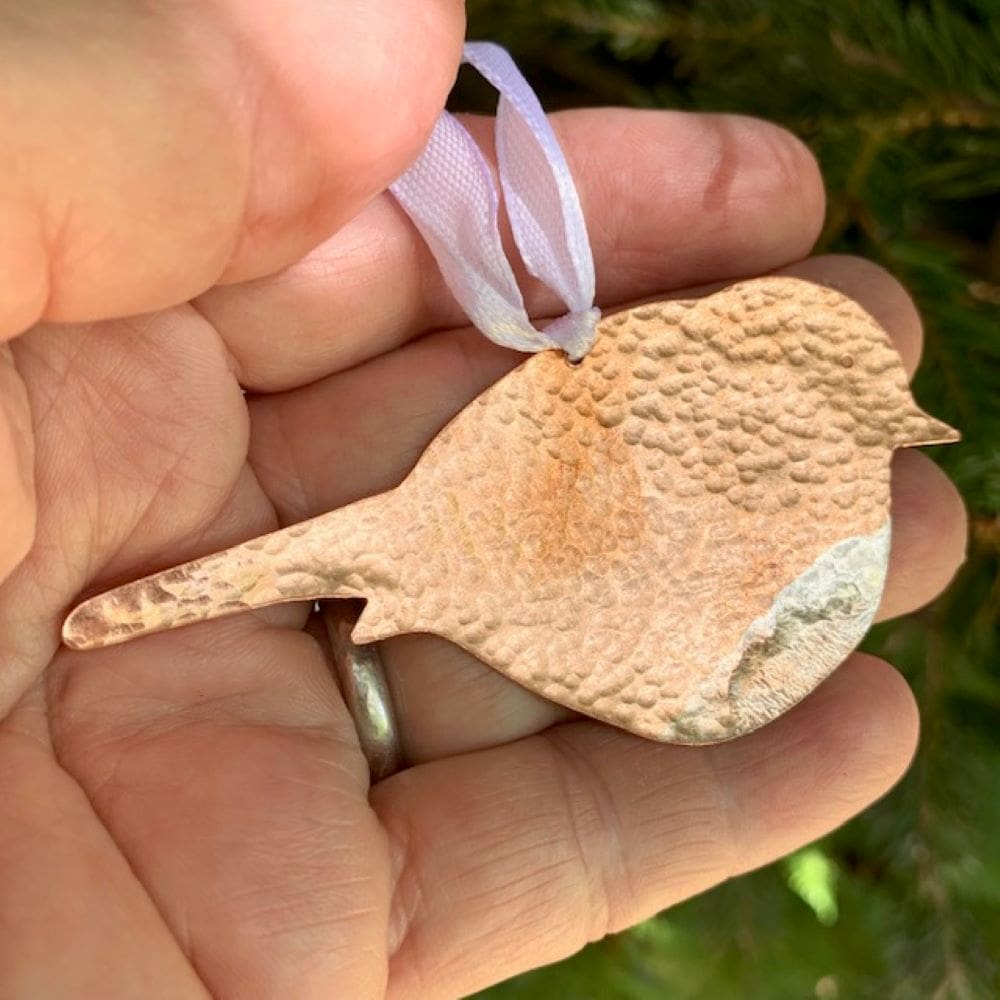 Copper and Silver Robin Hanging Ornament