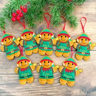 Elf Gingerbread Christmas Decoration Personalised Gift