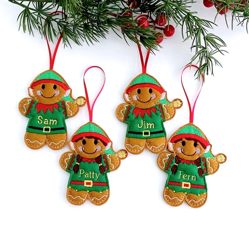 Elf Gingerbread Christmas Decorations Personalised Gifts