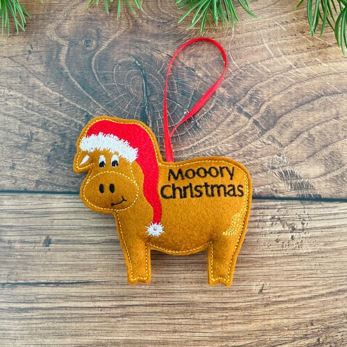 Farm Animal Christmas Hanging Decorations Personalised Gift Highland Cow