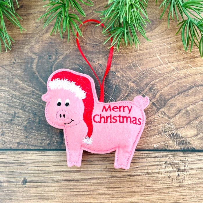 Farm Animal Christmas Hanging Decorations Personalised Gift Pig