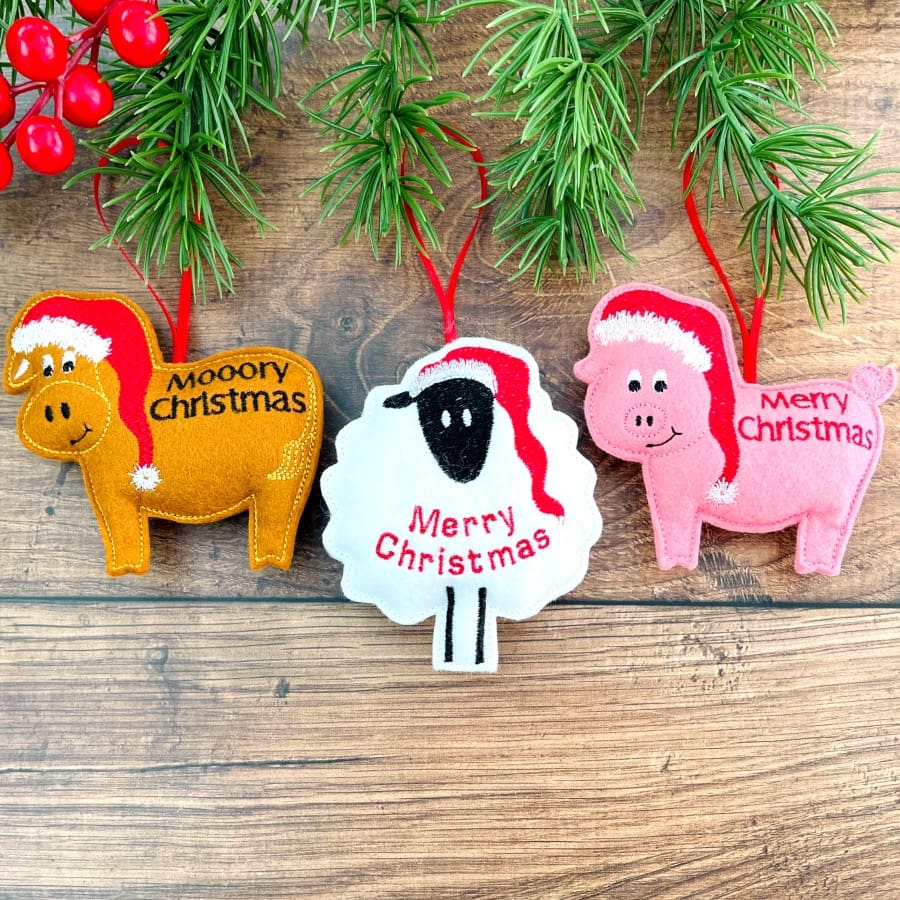 Farm Animal Christmas Hanging Decorations Personalised Gifts