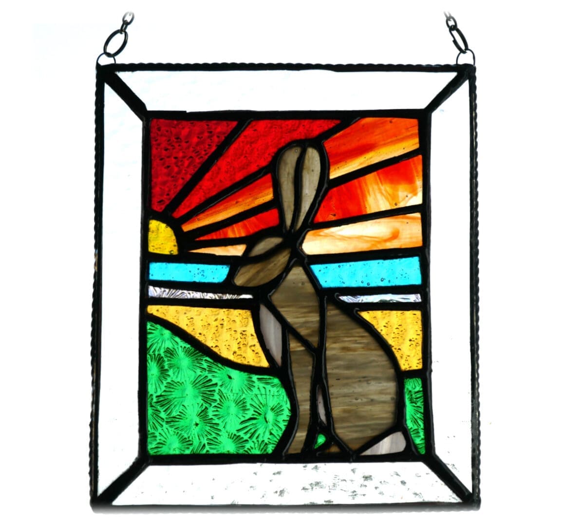 Hare stained glass picture suncatcher handmade joysofglass animal