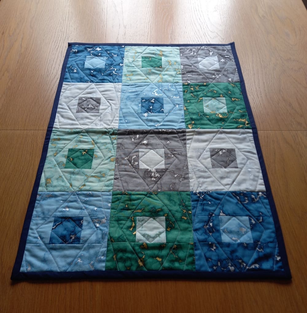 Geometric squares modern patchwork table runner