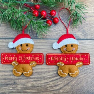 Gingerbread Holding Merry Christmas Banner Hanging Decoration