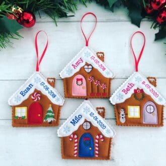 Gingerbread-House-Handmade Felt Hanging Decoration Personalised Gift