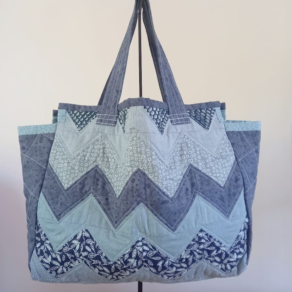 Green and blue batik patchwork soft bag