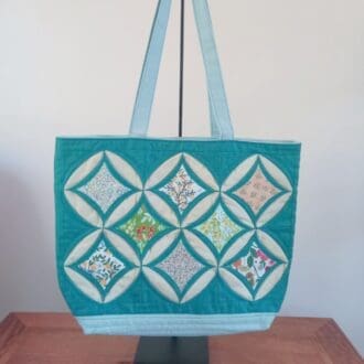 Green patchwork tote bag