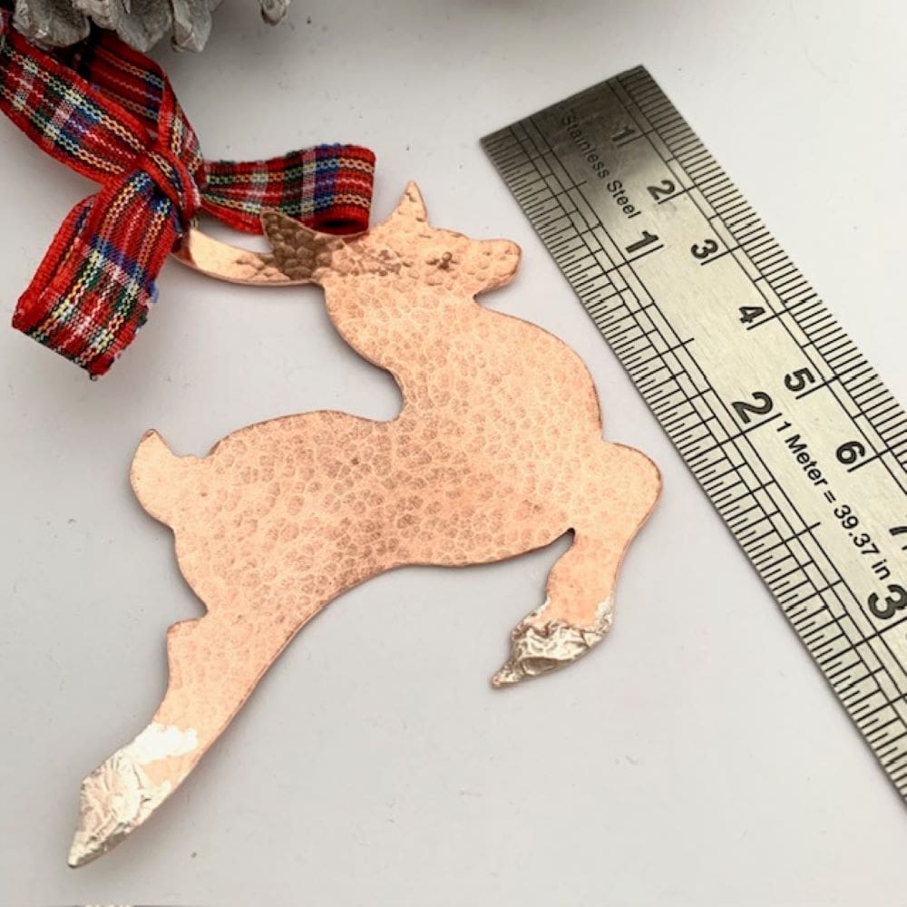 Hammered Copper And Silver Reindeer Christmas Tree Decor