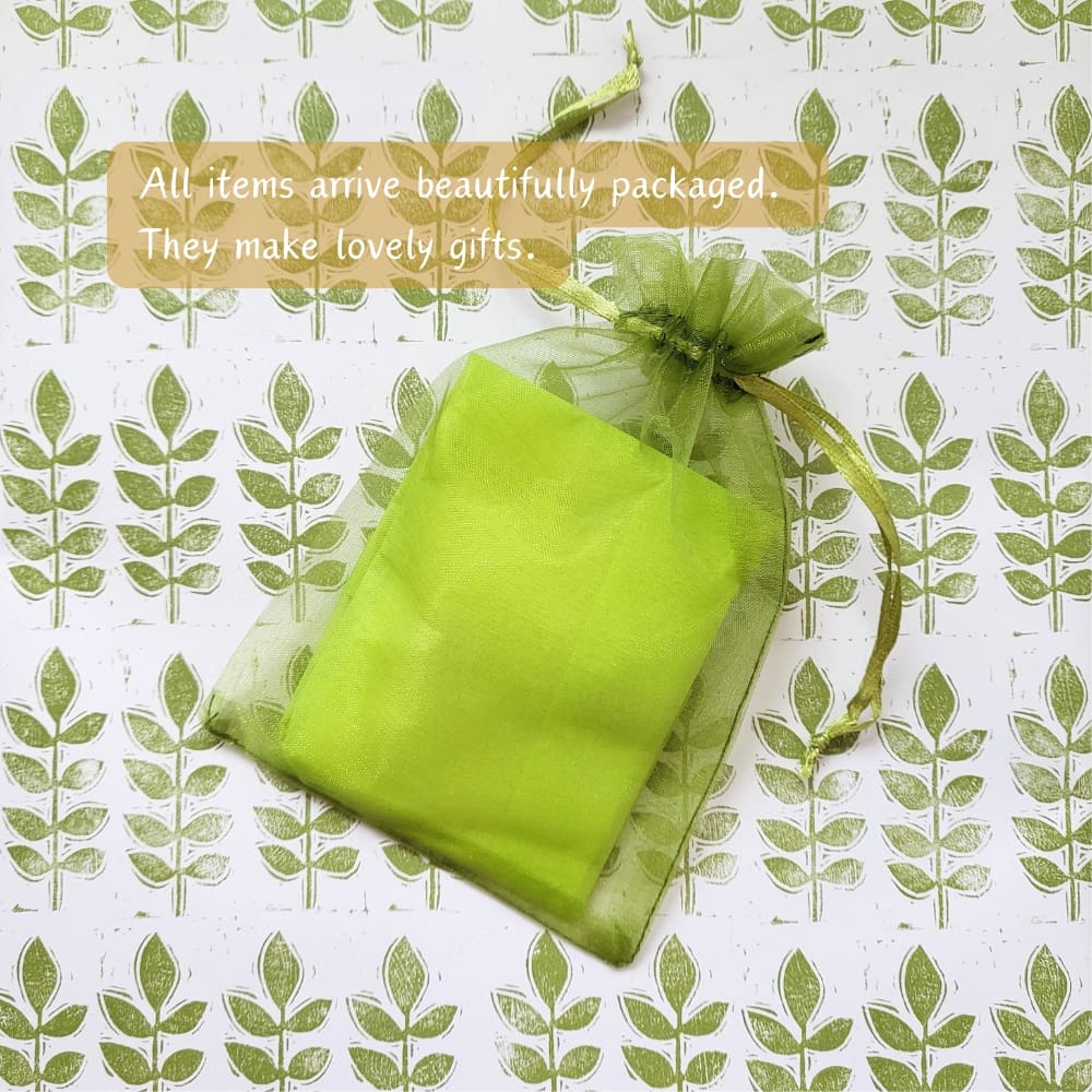 A pretty green organza bag.