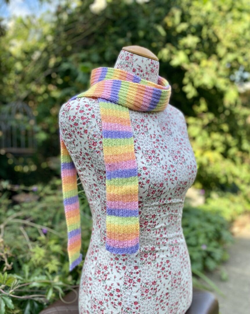 Knitted Wool Striped Skinny Scarf