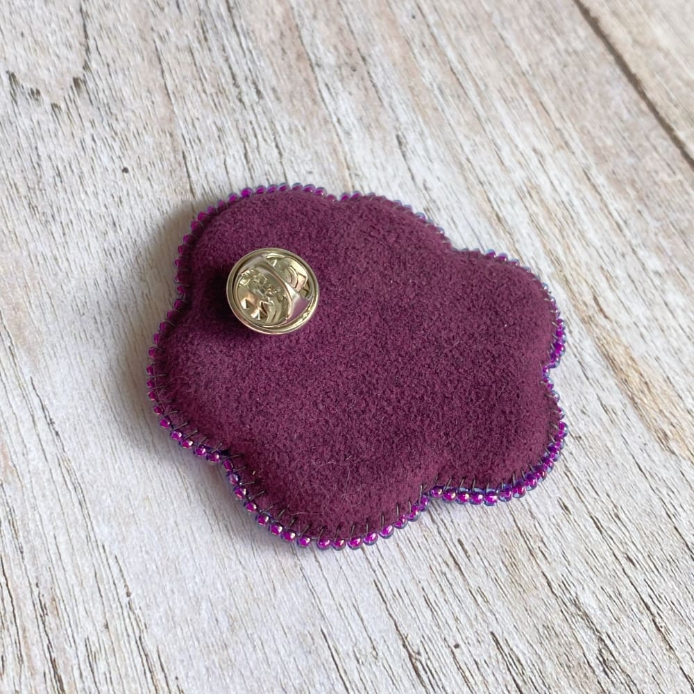 hand beaded purple pansy pin by DewCatDesigns