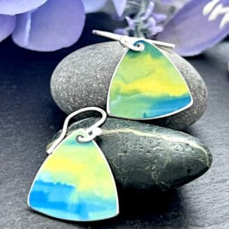 lime and blue earrings