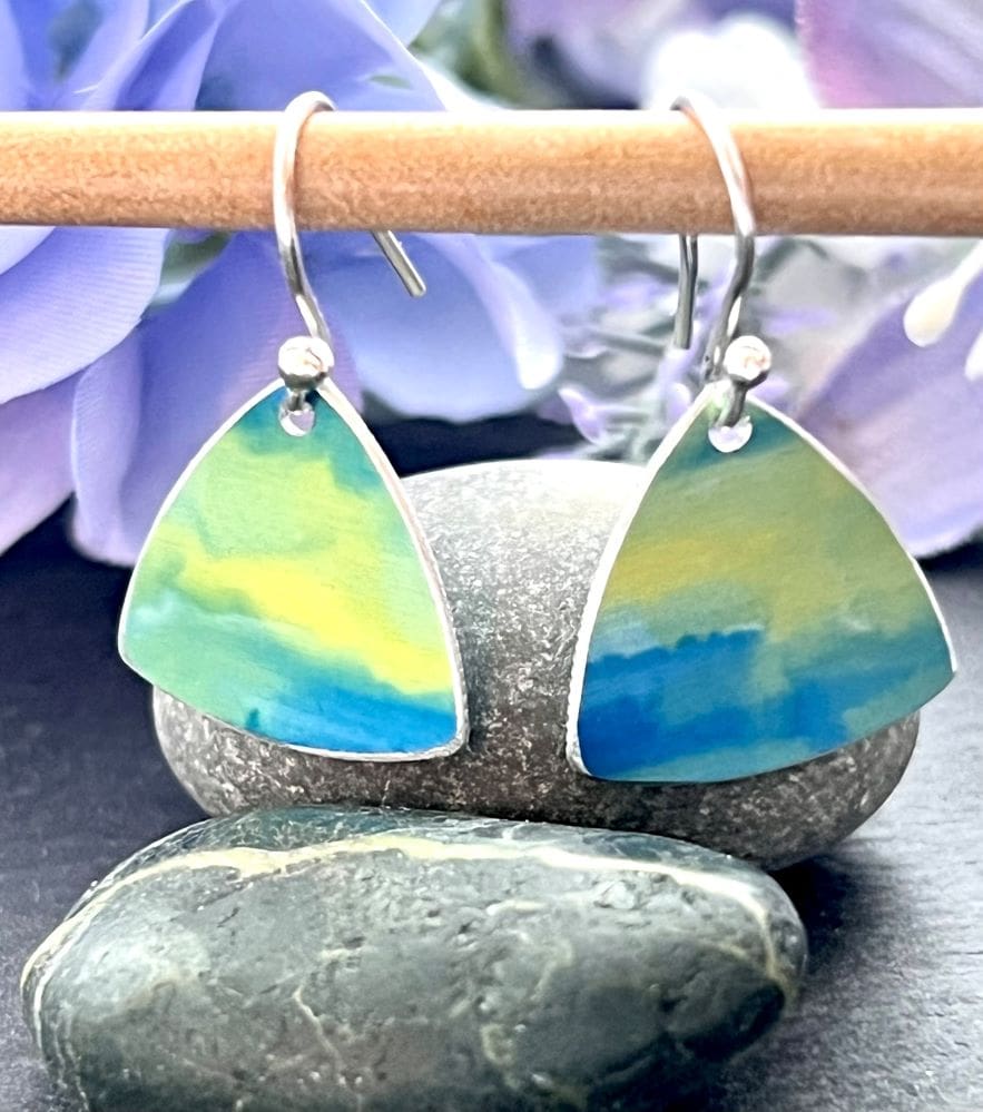 lime and blue earrings