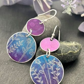 purple and blue earrings