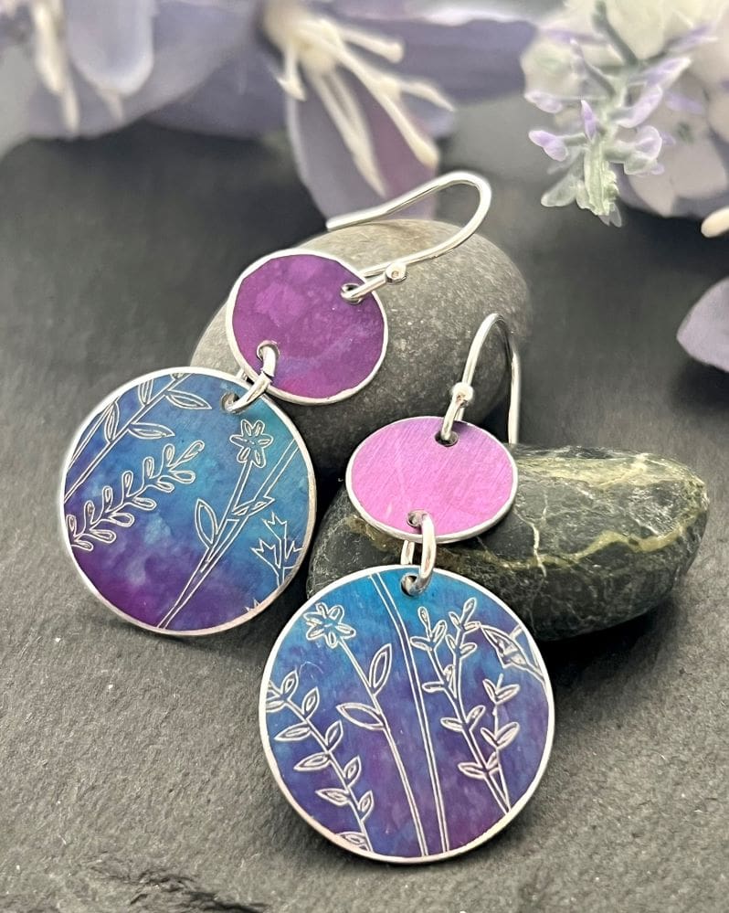 purple and blue earrings