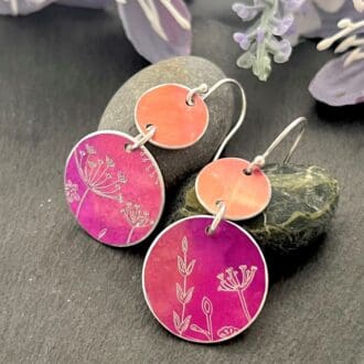 orange and cerise earrings