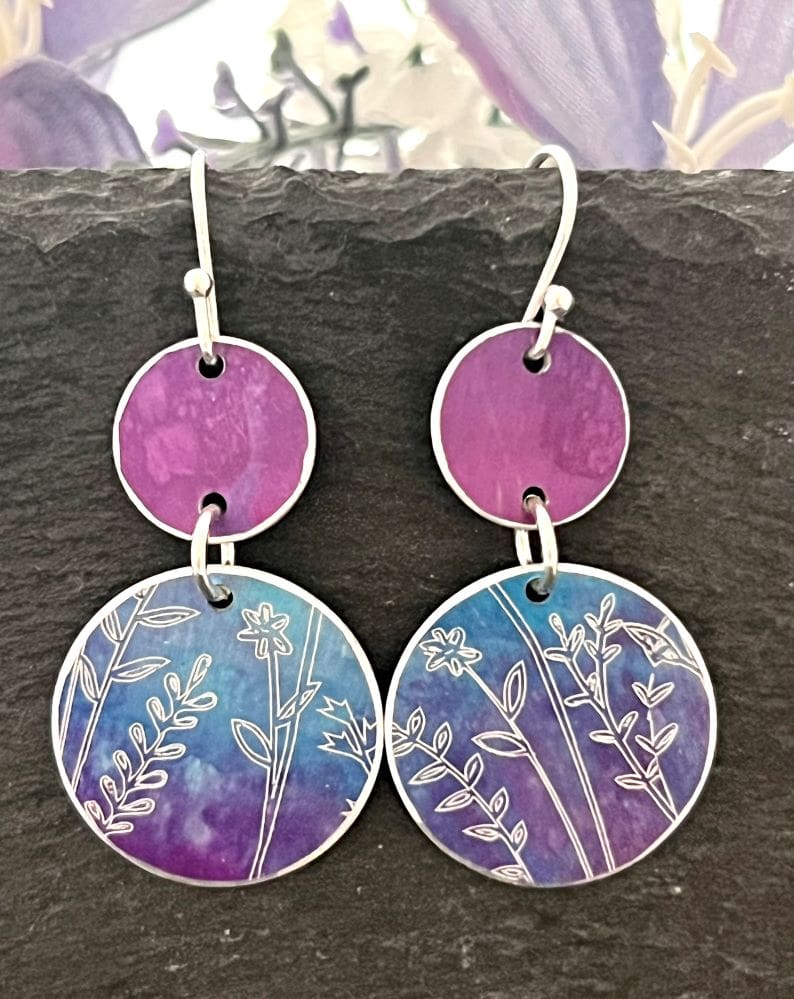 purple and blue earrings